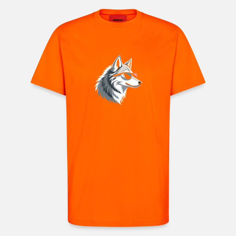 Wolf mit Brille im eisigen Stil - T-Shirt - made by SPREAD - SUNSET ORANGE