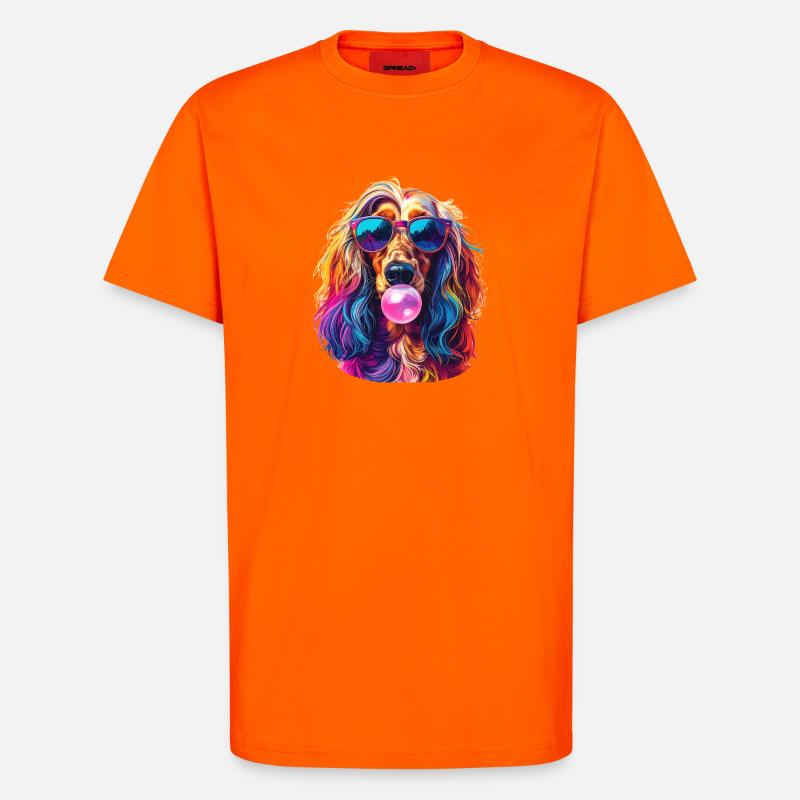 Pop-Art Afghanischer Windhund mit Bubblegum - T-Shirt - made by SPREAD - SUNSET ORANGE