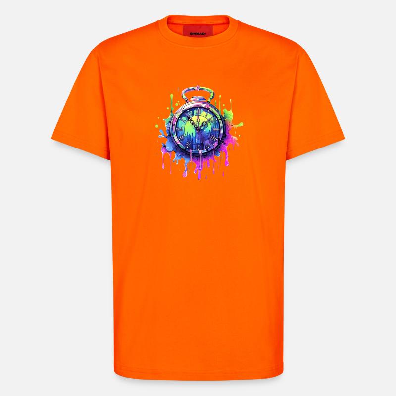 Bunte Uhr mit Farbspritzern - T-Shirt - made by SPREAD - SUNSET ORANGE
