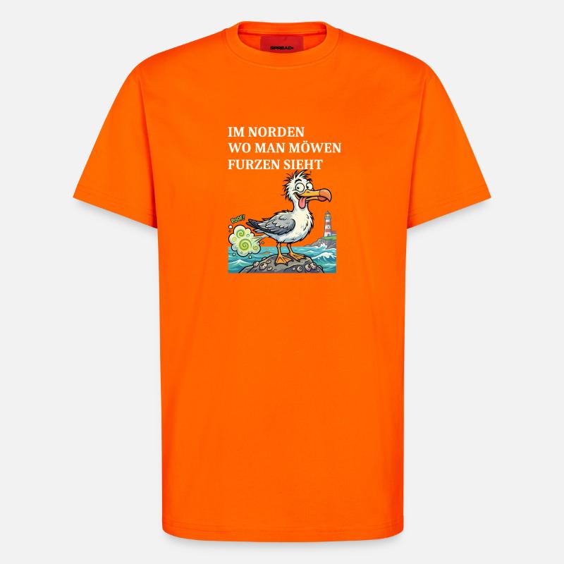 Norddeutscher Humor Spruch Möwe - T-Shirt - made by SPREAD - SUNSET ORANGE