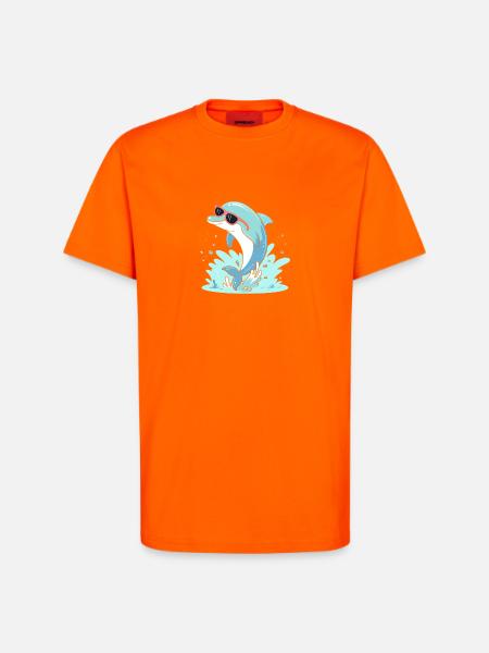Delfin-Sommer-Pinkbrille - T-Shirt - made by SPREAD - SUNSET ORANGE