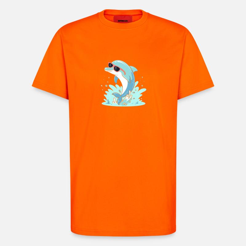 Dolphin Summer Pink Glasses - T-Shirt - made by SPREAD - SUNSET ORANGE