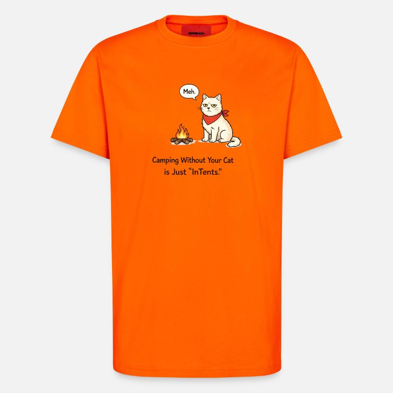 InTent Cat Camping Wortspieldesign - T-Shirt - made by SPREAD - SUNSET ORANGE