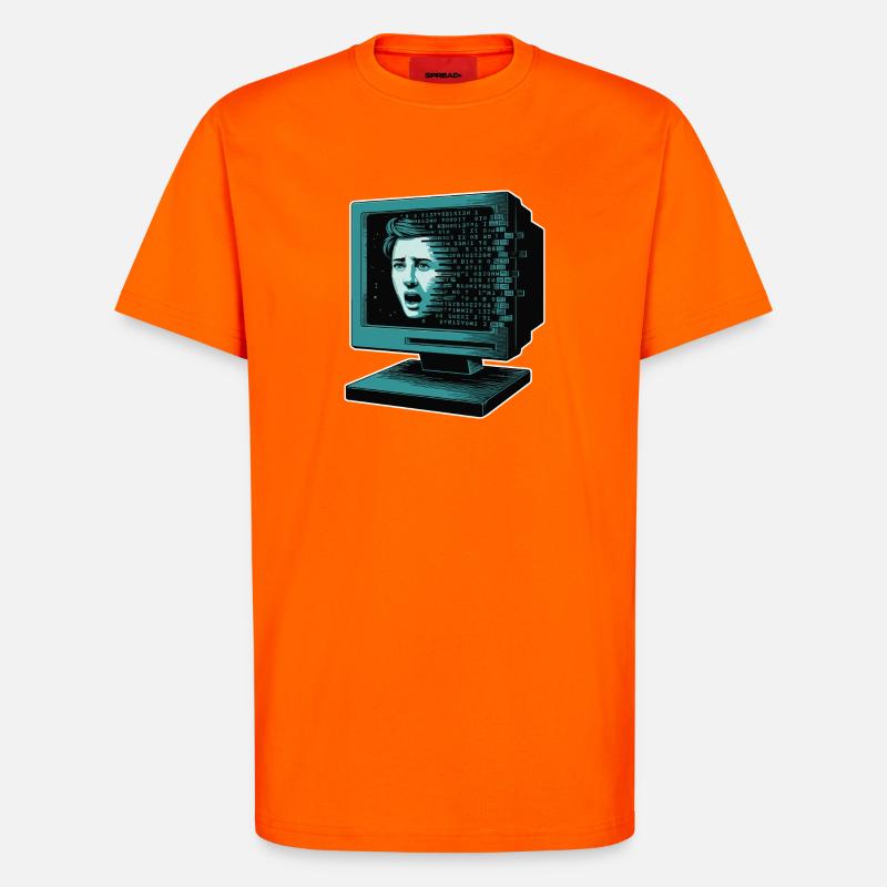 Retro-Computer Schrecken-  Retroglitch KI - T-Shirt - made by SPREAD - SUNSET ORANGE