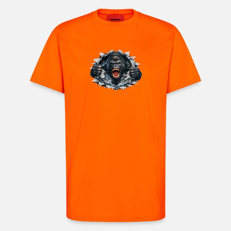 Gorilla bricht durch: Brüllende Kraft - T-Shirt - made by SPREAD - SUNSET ORANGE