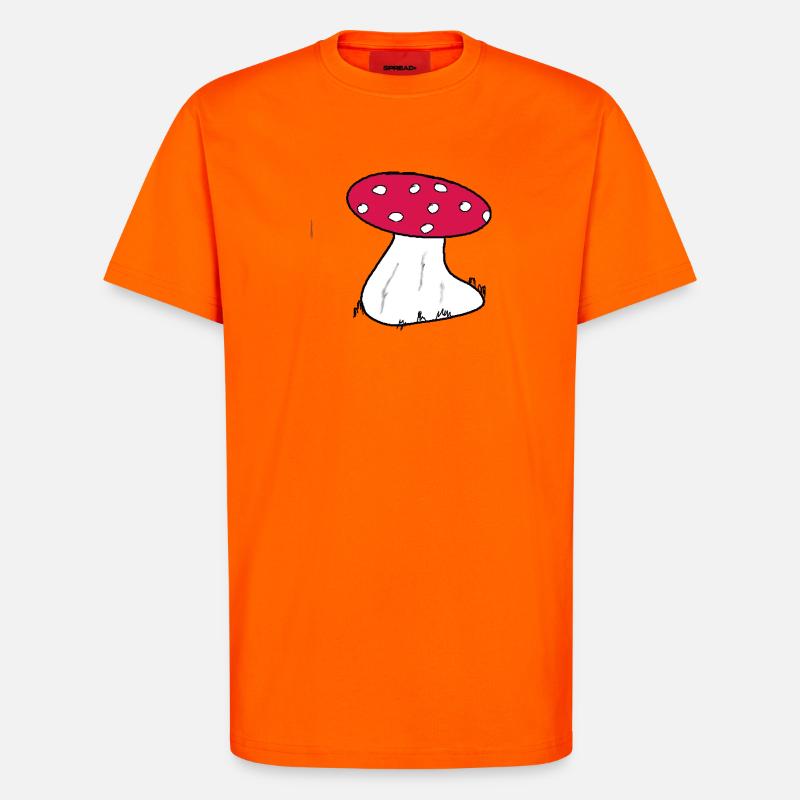 Red Toadstool Cartoon Pattern - T-Shirt - made by SPREAD - SUNSET ORANGE