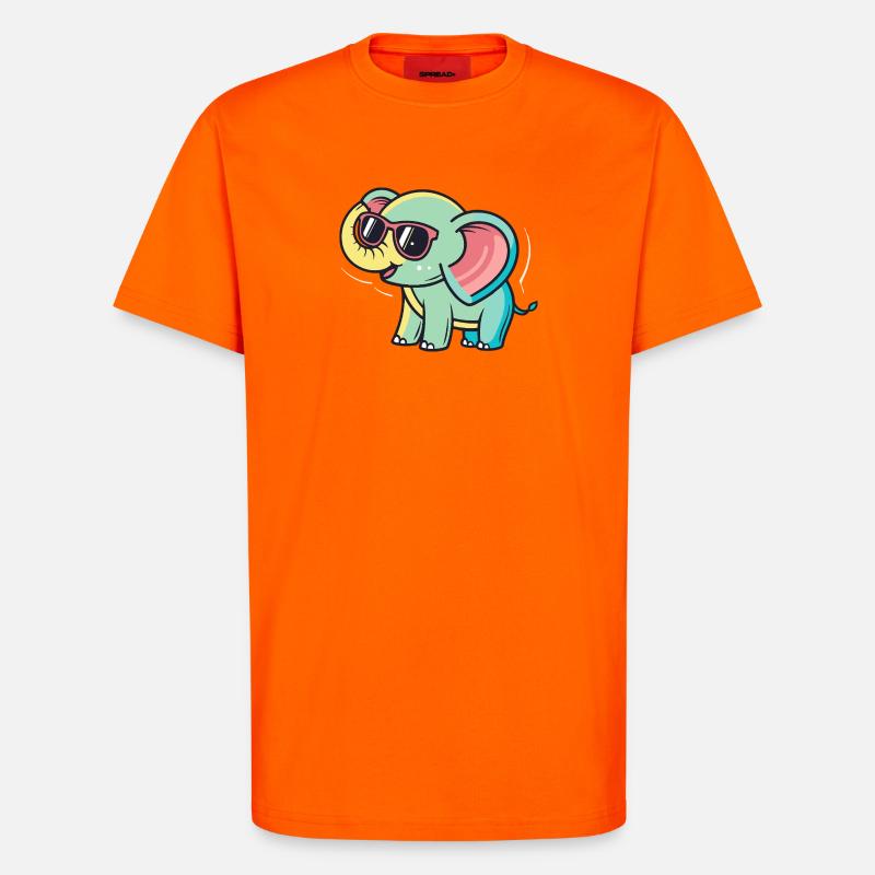 Pastellelefant mit Brille - T-Shirt - made by SPREAD - SUNSET ORANGE