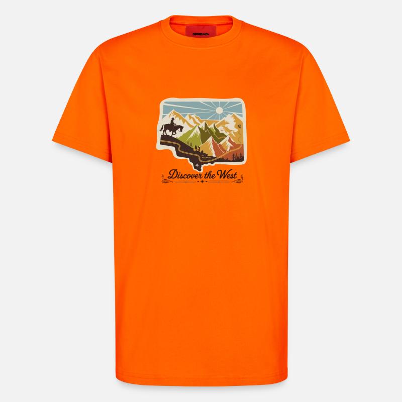 Entdecken Sie den West Mountain Sticker - T-Shirt - made by SPREAD - SUNSET ORANGE