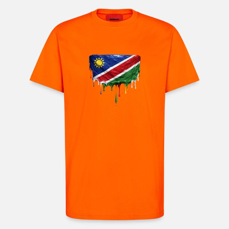 Namibia Flag Drop Art - T-Shirt - made by SPREAD - SUNSET ORANGE