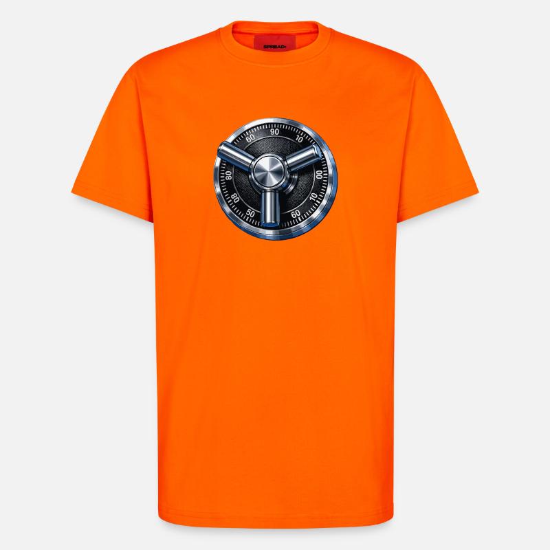 Conception de cadran sécurisé de sécurité - T-shirt bio décontracté fabriqué en UE - SUNSET ORANGE