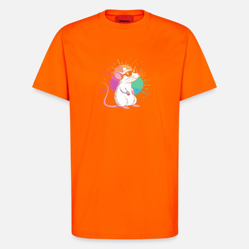 Elegante Ratte unter farbigen Splittern - T-Shirt - made by SPREAD - SUNSET ORANGE