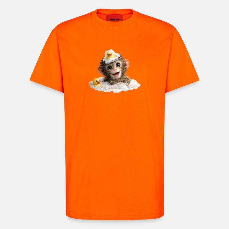Badezeit-Affenchen mit Badeente - T-Shirt - made by SPREAD - SUNSET ORANGE