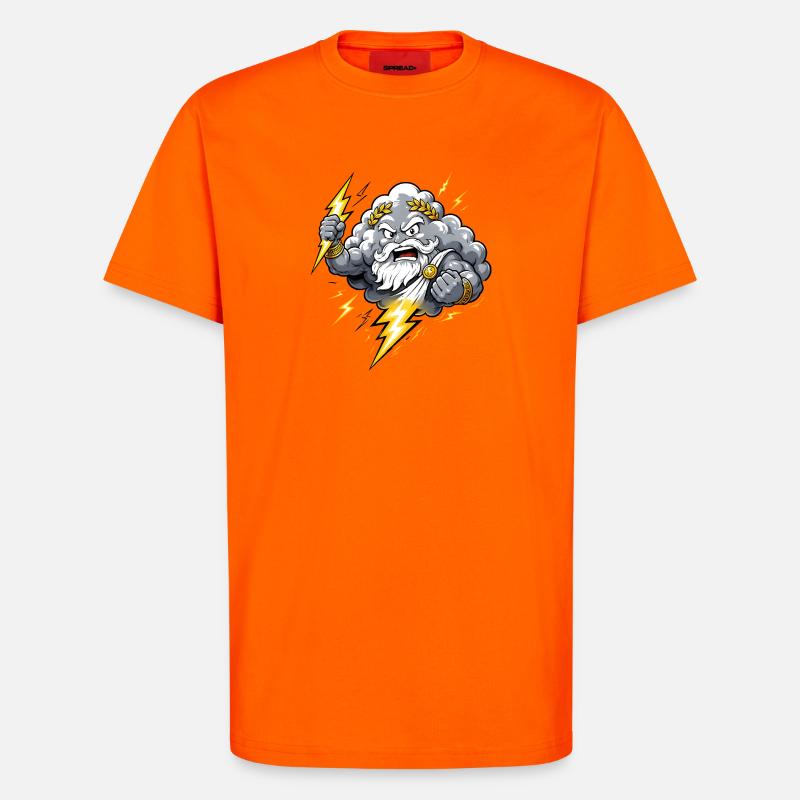 Donnergott Blitz Wolke Gewitter Comic Motiv - T-Shirt - made by SPREAD - SUNSET ORANGE