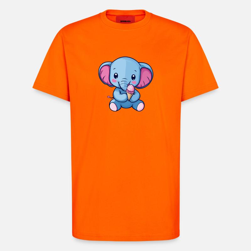 Blauer Elefanten Eisgenuss - T-Shirt - made by SPREAD - SUNSET ORANGE