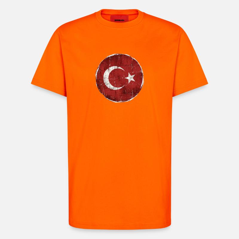 Conception du cercle du drapeau turc - T-shirt bio décontracté fabriqué en UE - SUNSET ORANGE