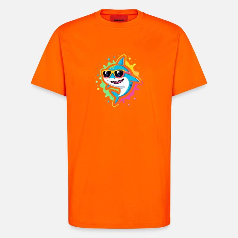 Neon Shark Pop Glasses - T-Shirt - made by SPREAD - SUNSET ORANGE
