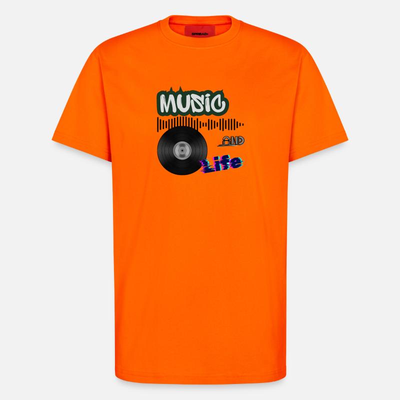 vinyle - T-shirt bio décontracté fabriqué en UE - SUNSET ORANGE