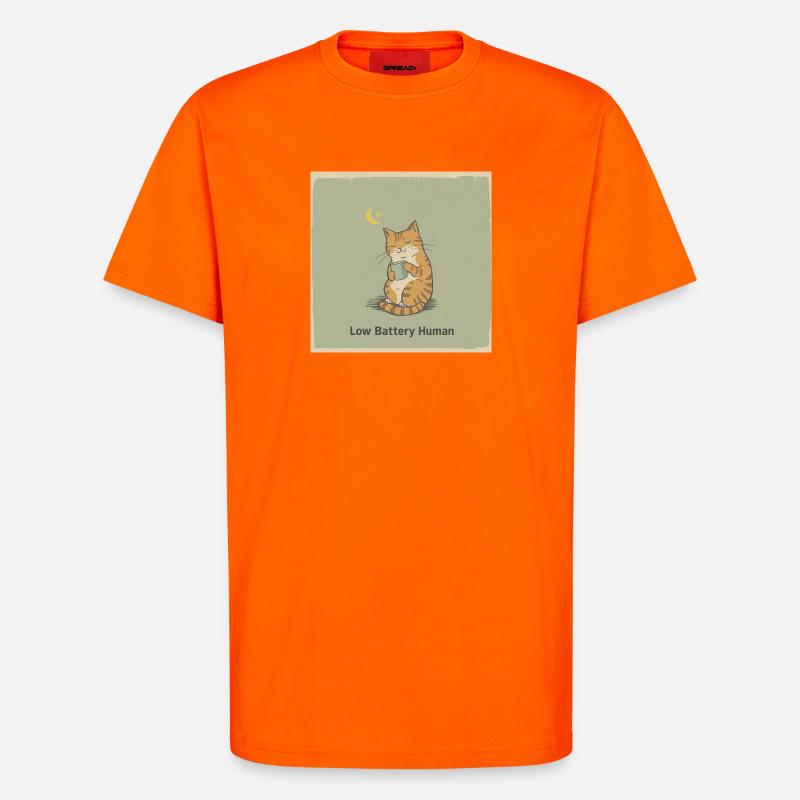Low Battery Cat Tee - T-Shirt - made by SPREAD - SUNSET ORANGE