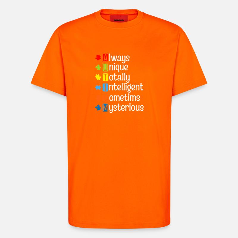 Autism Puzzle Pride: Unique Minds - T-Shirt - made by SPREAD - SUNSET ORANGE