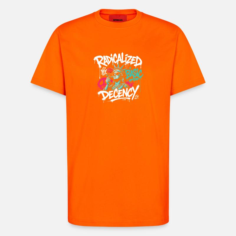 Radikalisierte Basic Decency Graffiti - T-Shirt - made by SPREAD - SUNSET ORANGE