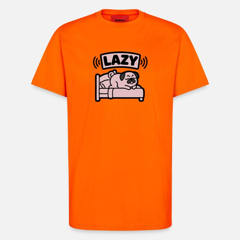  Lazy Mops Hund Bett Introvertiert - T-Shirt - made by SPREAD - SUNSET ORANGE