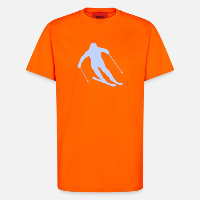 Winterschuss Skifahrer Silhouette - T-Shirt - made by SPREAD - SUNSET ORANGE