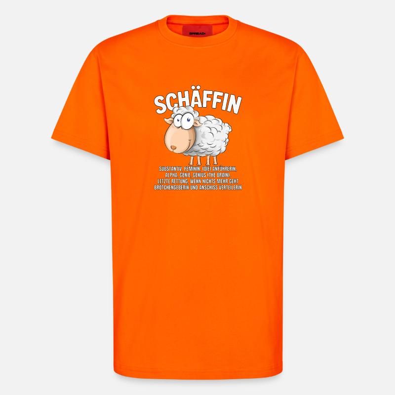 Schäffin - Alpha Schaf als Chefin - T-Shirt - made by SPREAD - SUNSET ORANGE