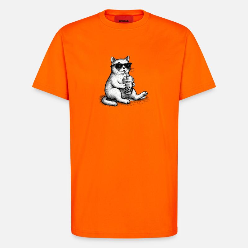 Bubble Tea Cat - T-Shirt - made by SPREAD - SUNSET ORANGE