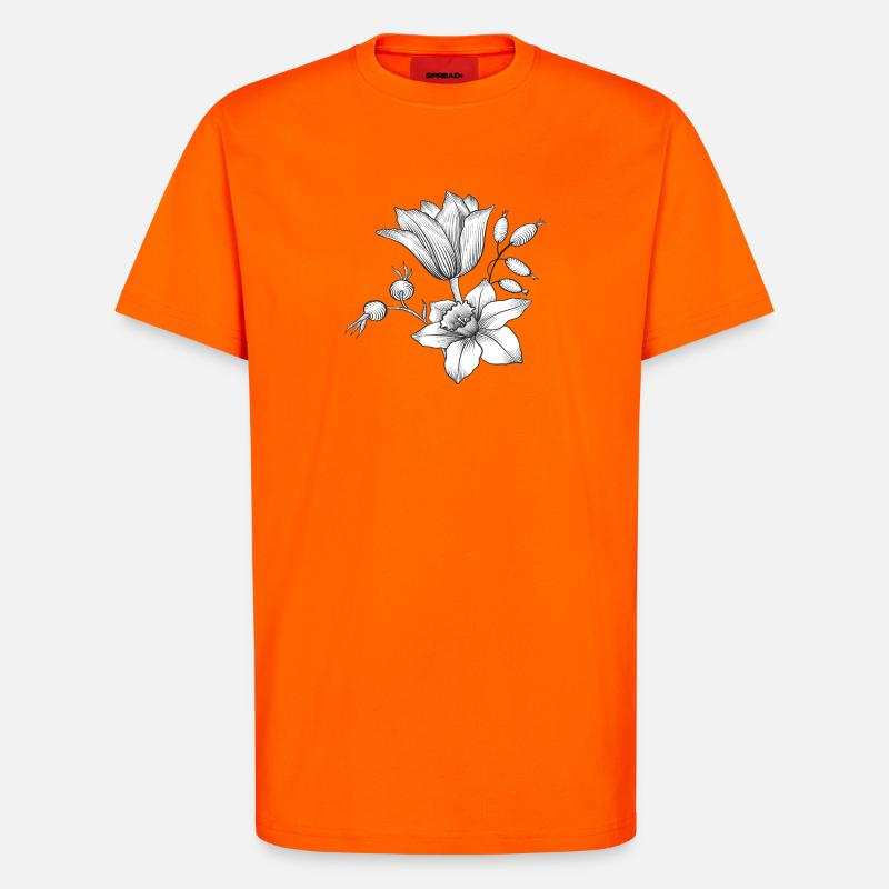 Vrille de fleur - T-shirt bio décontracté fabriqué en UE - SUNSET ORANGE