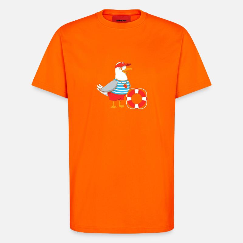 Conception de sauveteurs de mouette - T-shirt bio décontracté fabriqué en UE - SUNSET ORANGE