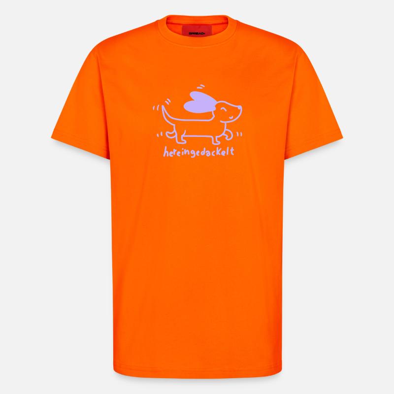 Dackel – Hereingedackt - T-Shirt - made by SPREAD - SUNSET ORANGE