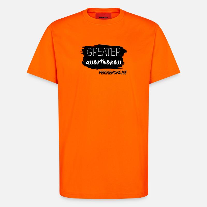 Une plus grande affirmation Périménopause - T-shirt bio décontracté fabriqué en UE - SUNSET ORANGE