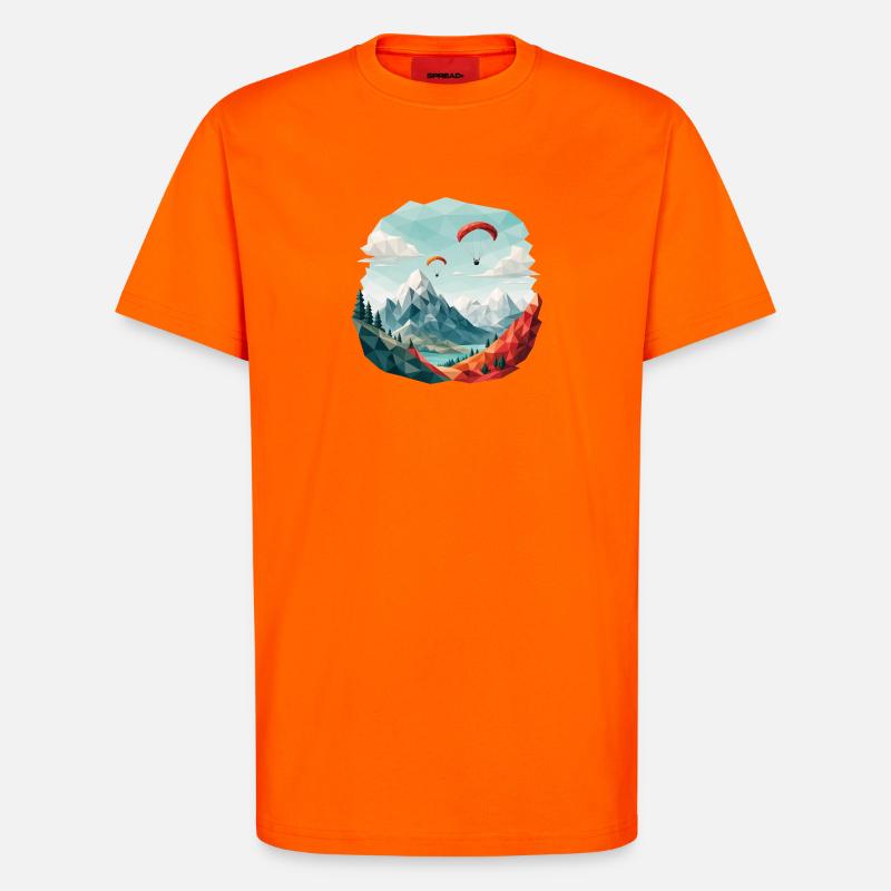 Paragliding Berglandschaft Polygonkunst - T-Shirt - made by SPREAD - SUNSET ORANGE