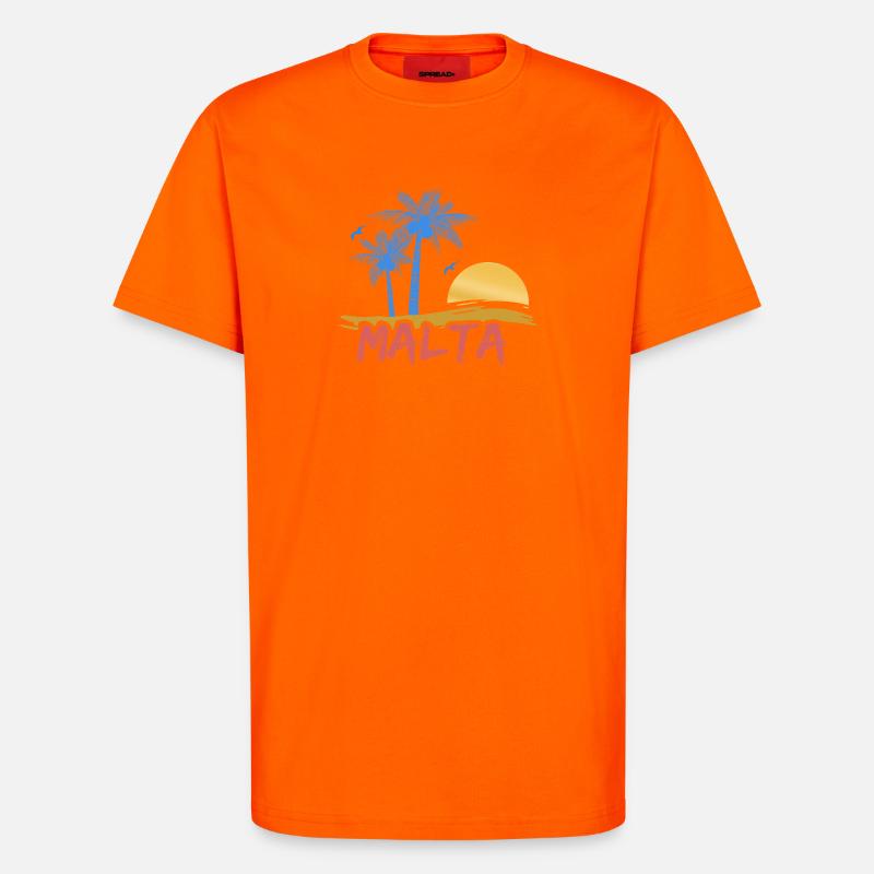 Malte - T-shirt bio décontracté fabriqué en UE - SUNSET ORANGE