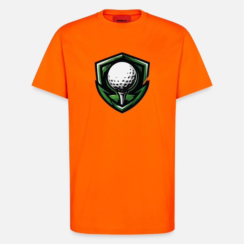 Shield Golf Ball Emblem - T-Shirt - made by SPREAD - SUNSET ORANGE