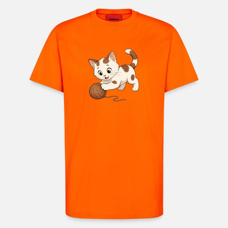 Kitten plays - T-Shirt - made by SPREAD - SUNSET ORANGE