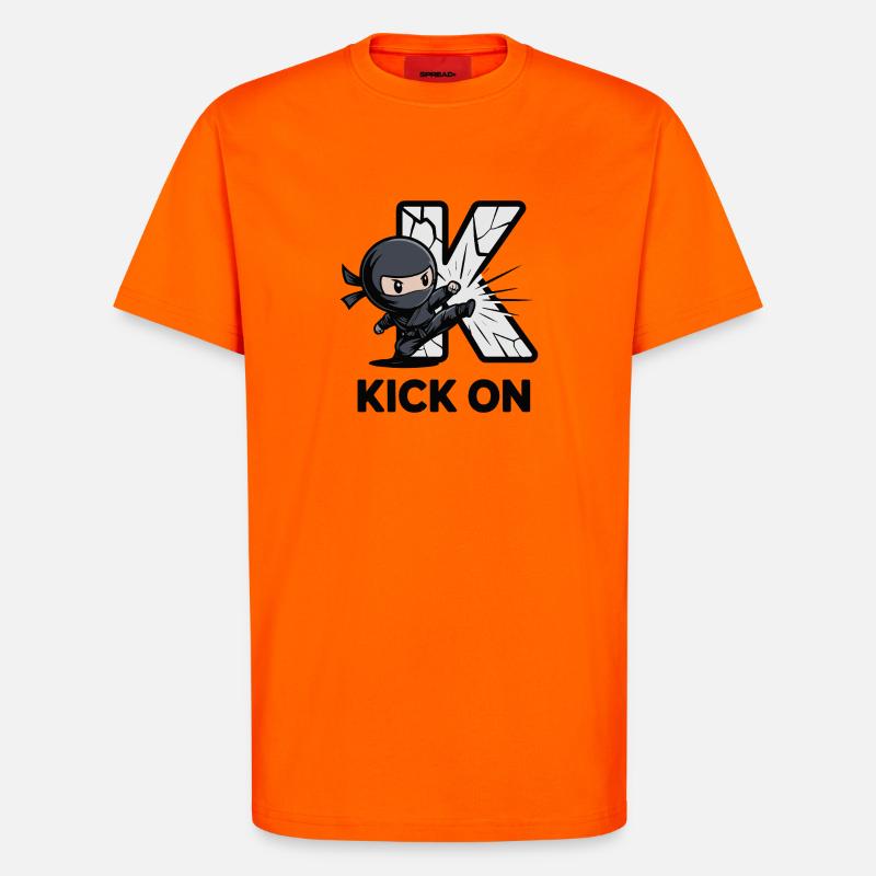 Ninja Kick Through K Logo - T-shirt bio décontracté fabriqué en UE - SUNSET ORANGE