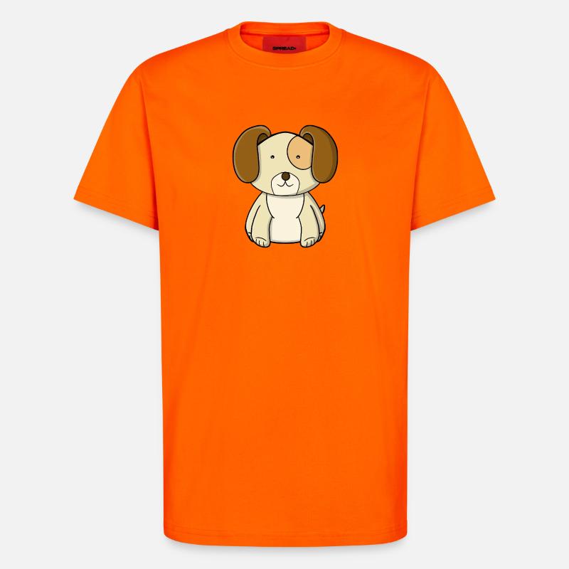 chiot mignon - T-shirt bio décontracté fabriqué en UE - SUNSET ORANGE