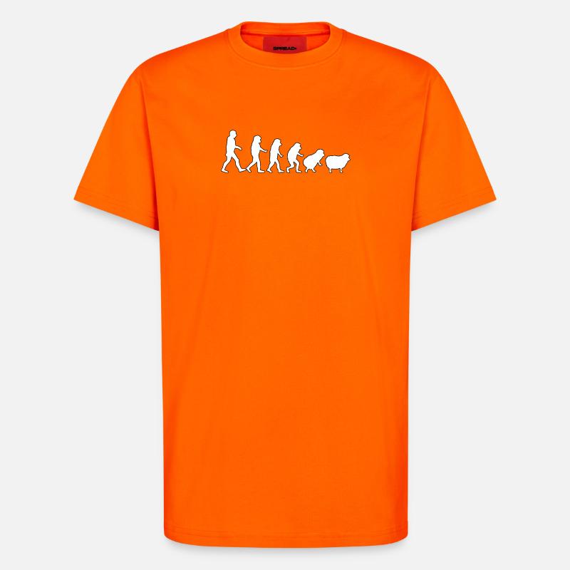 Evolution zum Schaf: Herdendenkweise - T-Shirt - made by SPREAD - SUNSET ORANGE