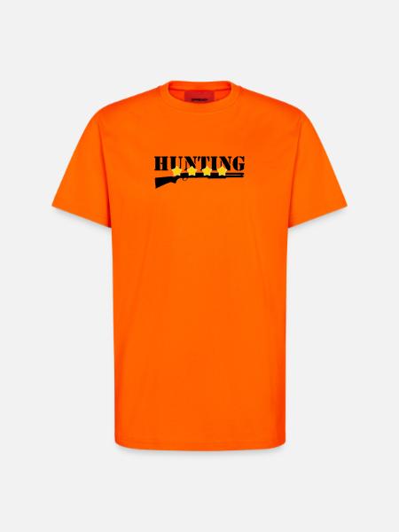 Chasse - Chasseur - T-shirt bio décontracté fabriqué en UE - SUNSET ORANGE