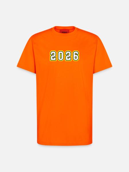 Année 2026 - T-shirt bio décontracté fabriqué en UE - SUNSET ORANGE