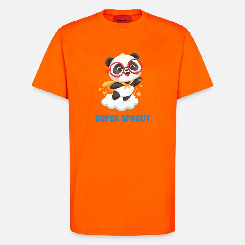 Cute Super Sprout Panda with Cap - T-Shirt - made by SPREAD - SUNSET ORANGE
