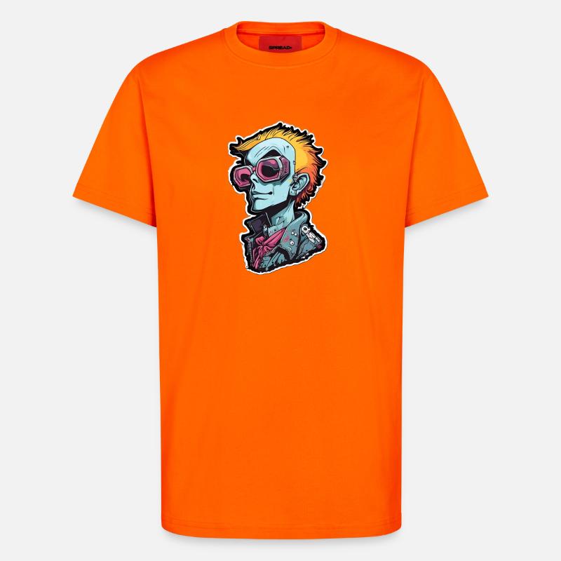 Blauer Punk mit Neon Goggles - T-Shirt - made by SPREAD - SUNSET ORANGE