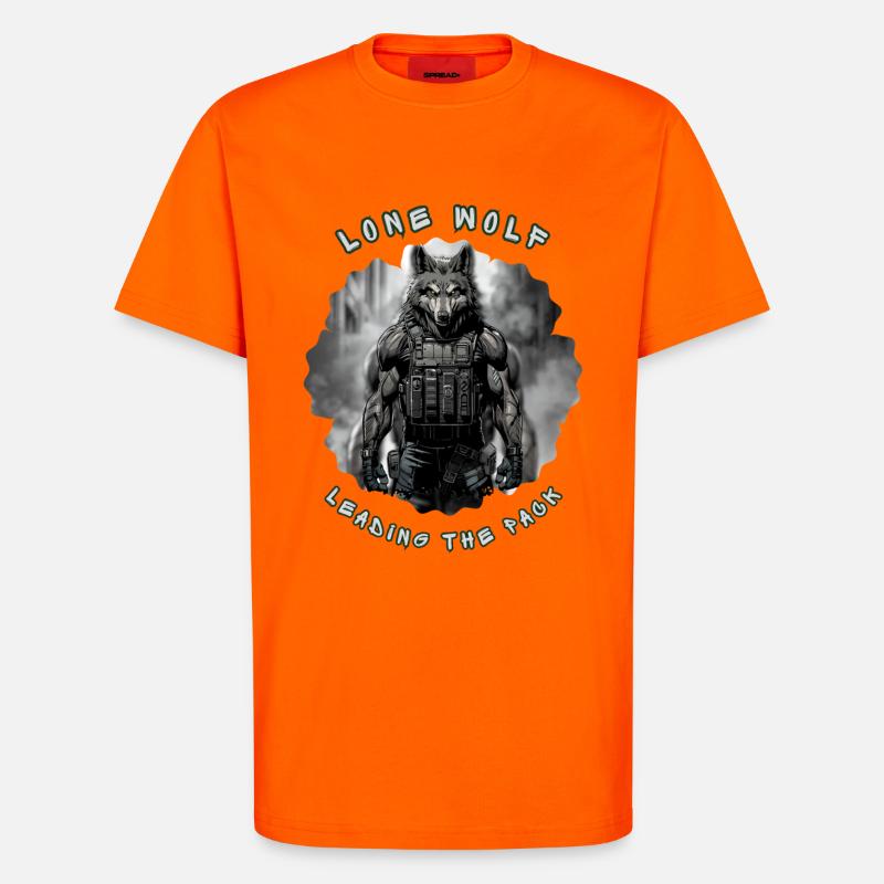 Lone Wolf Commando - Tactical Alpha Soldier - T-shirt bio décontracté fabriqué en UE - SUNSET ORANGE
