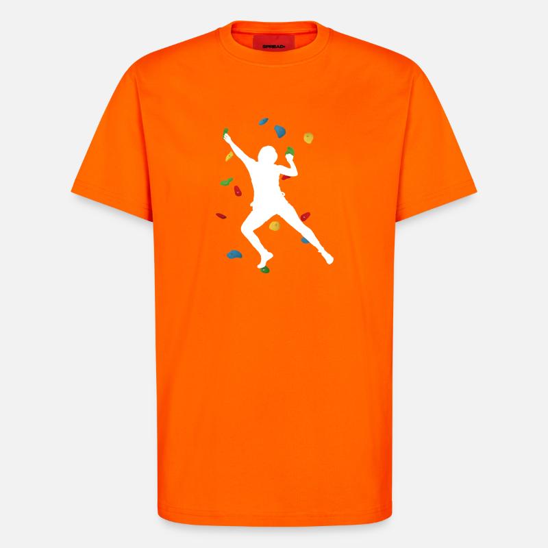 Grimpe Man White – Style Bloc - T-shirt bio décontracté fabriqué en UE - SUNSET ORANGE