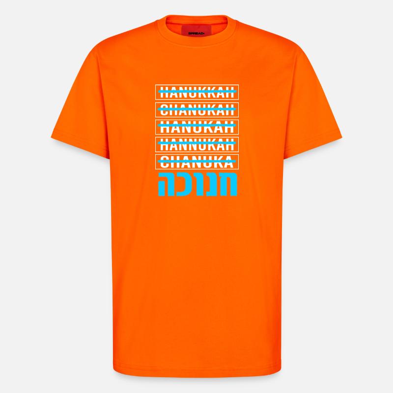 Hanoukka Hanoukka Hanoucca - T-shirt bio décontracté fabriqué en UE - SUNSET ORANGE