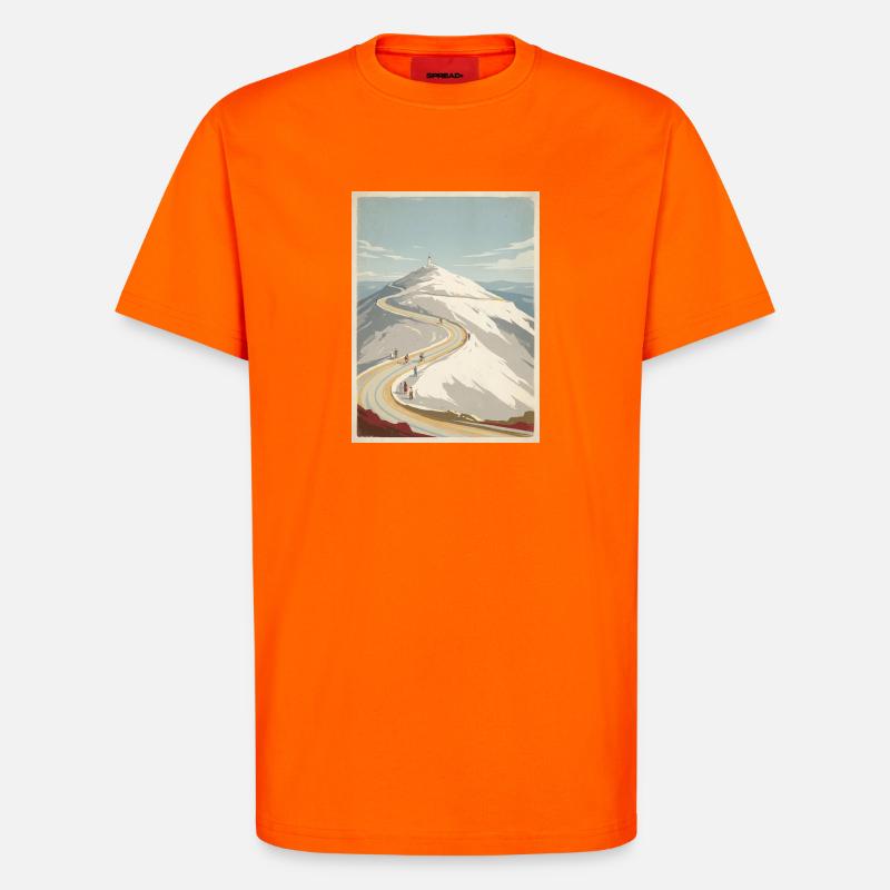 Ventoux Summit Road — Souvenir du cyclisme - T-shirt bio décontracté fabriqué en UE - SUNSET ORANGE