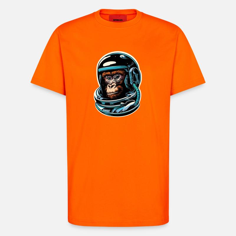 Singe de l’espace - T-shirt bio décontracté fabriqué en UE - SUNSET ORANGE