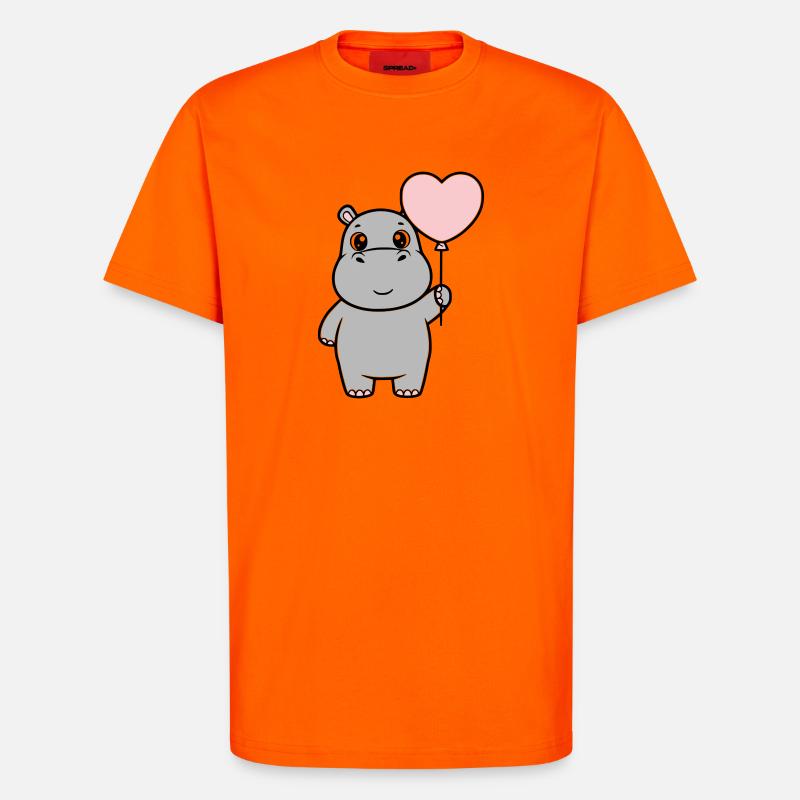 Süßes Nilpferd Herz Ballon Liebe - T-Shirt - made by SPREAD - SUNSET ORANGE