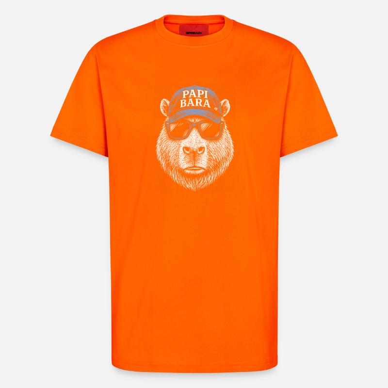 Papi Bara Bär mit Sonnenbrille - T-Shirt - made by SPREAD - SUNSET ORANGE